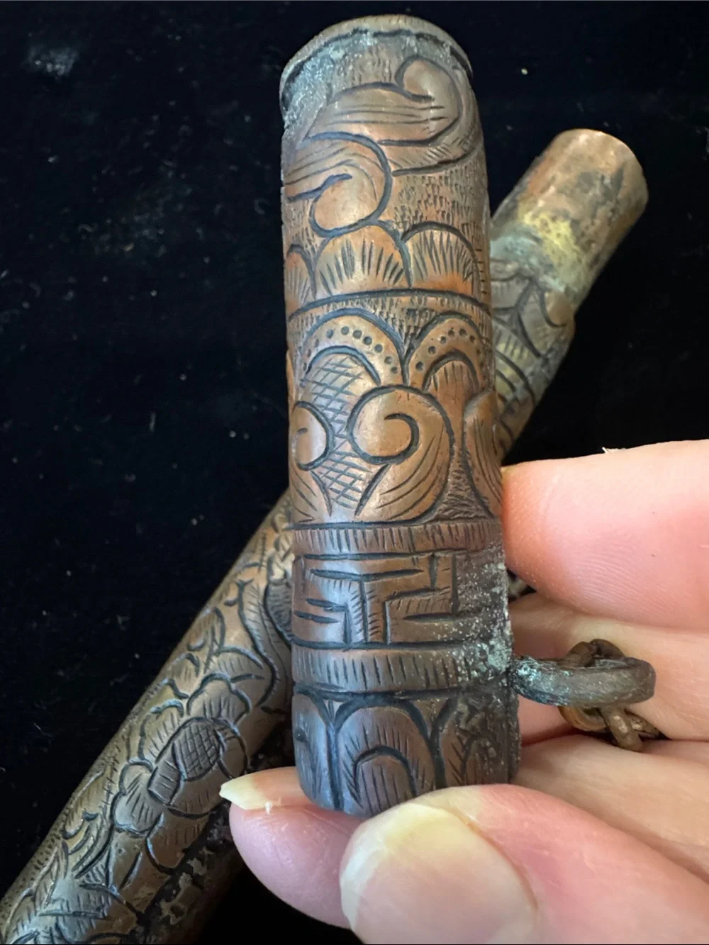 Antique Copper Scroll Holder or Prayer Tube of Asian or Middle Eastern origin